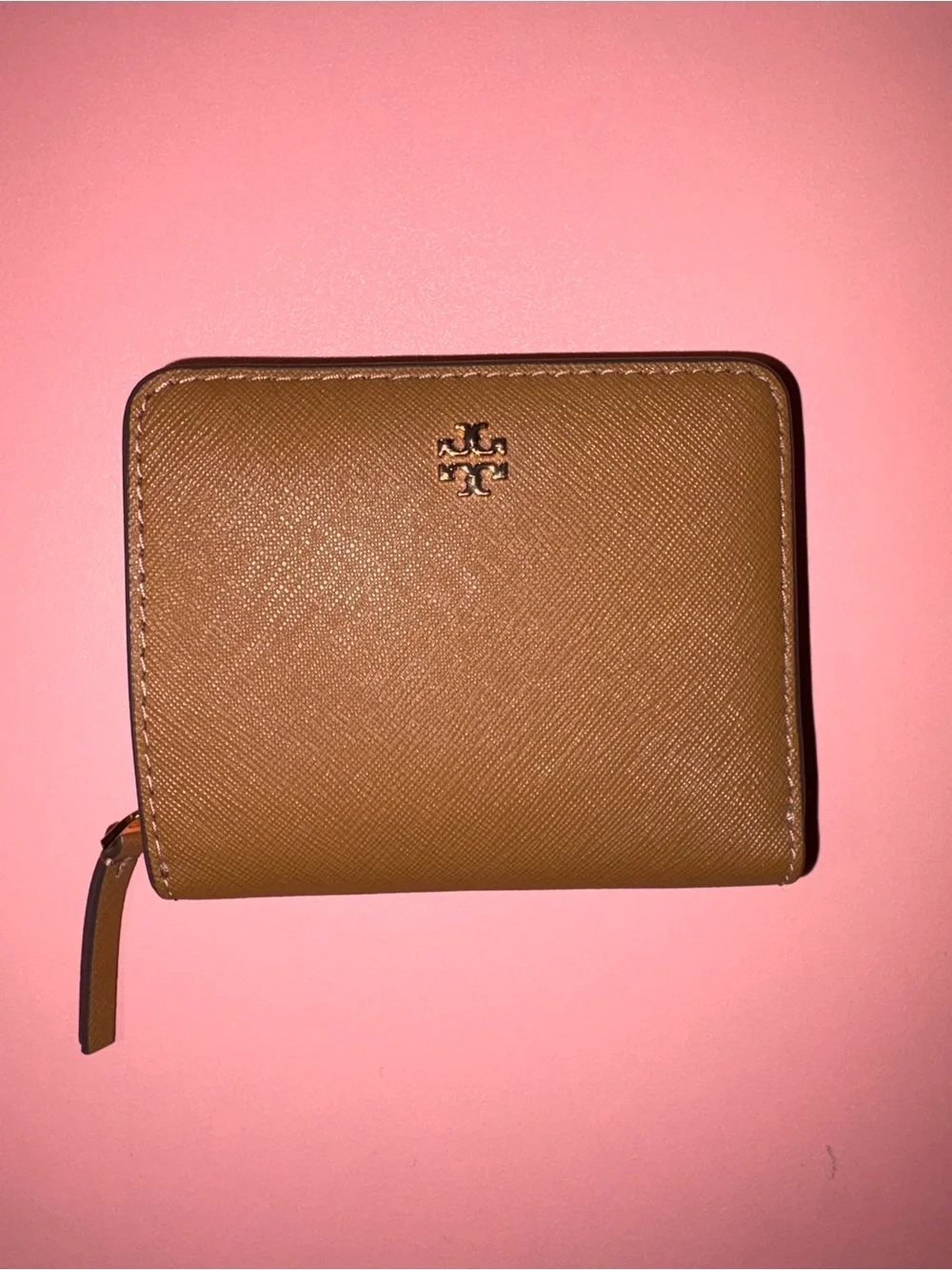 Woven Tory Burch tote with zip card case & zip- around wallet